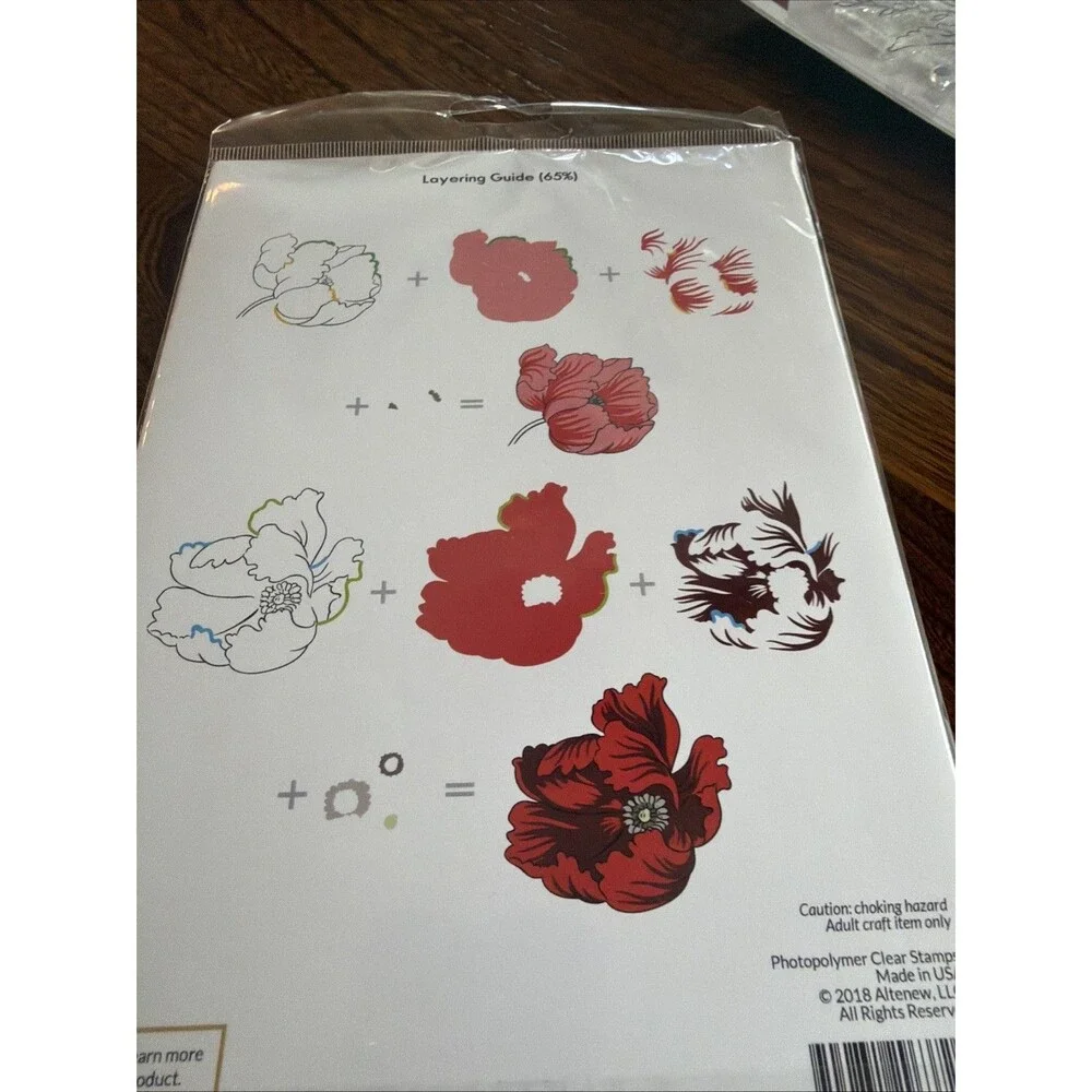 Altenew Build A Flower poppy Set Includes Stamps & Layering Guide